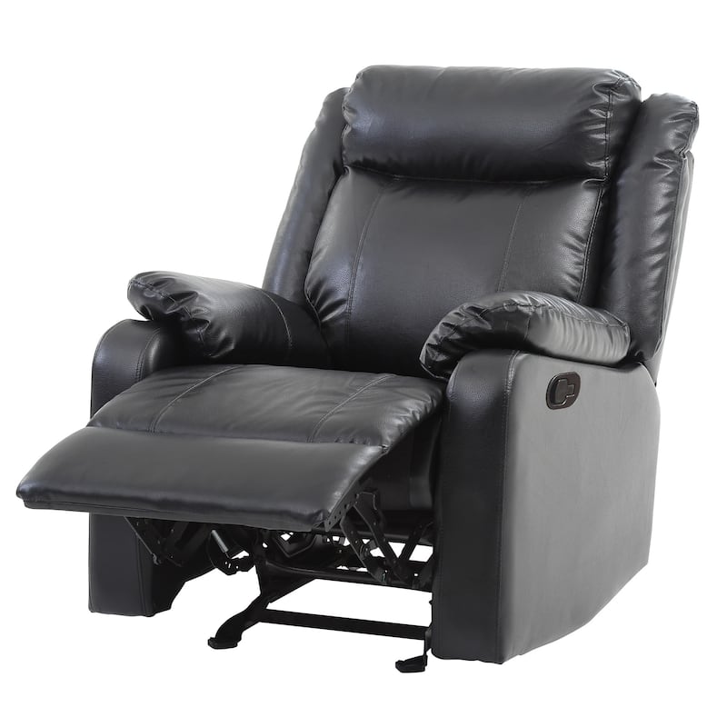 Reclining Upholstered Accent Chair with Padded Arms - 40" - Black