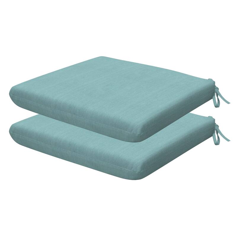 Outdoor Universal Seat Cushion (2-Pack) - 18" wide x 17.5" deep x 2.5" thick - Textured Solid Coastal Blue