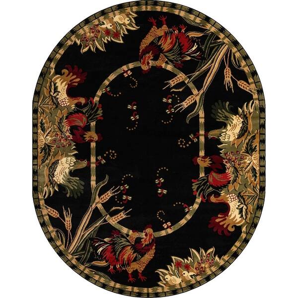 Barnyard Farm Black 4/' 0 X 4/' 0 Round Rug
