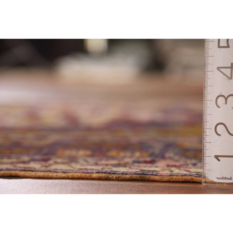 Hand Knotted Oriental Silk Carpet Transitional Medallion Purples Anatolian Area Rug - 5' 2'' X 4' 0''