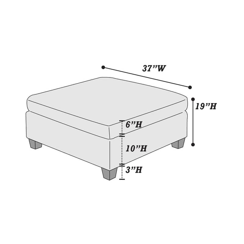 Modular Living Room Furniture Ottoman Ash Chenille Fabric 1pc Cushion Ottoman Couch - Grey