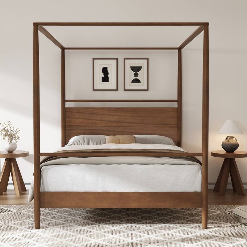 Wood Canopy Bed Frame Four Posters Bed