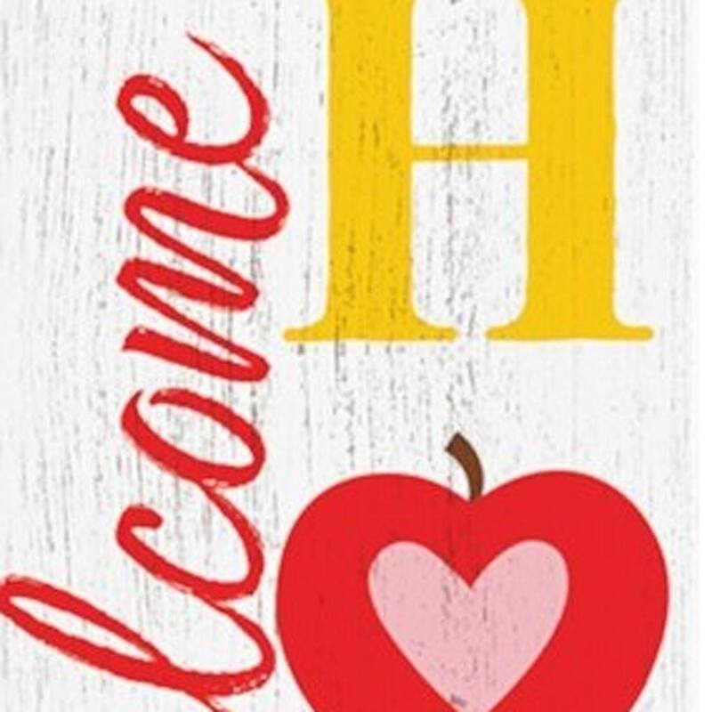 HomeRoots 36" White And Red Solid Wood Welcome To School Porch Sign