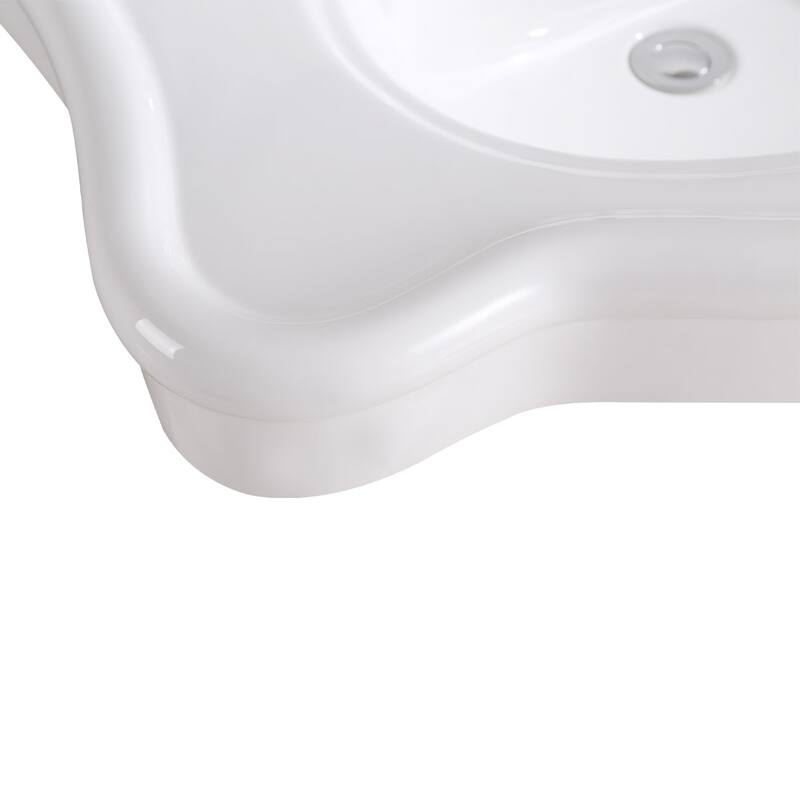 White Console Bathroom Pedestal Sink Belle Only 32.5" with Overflow and 8" Widespread Faucet Holes Renovators Supply