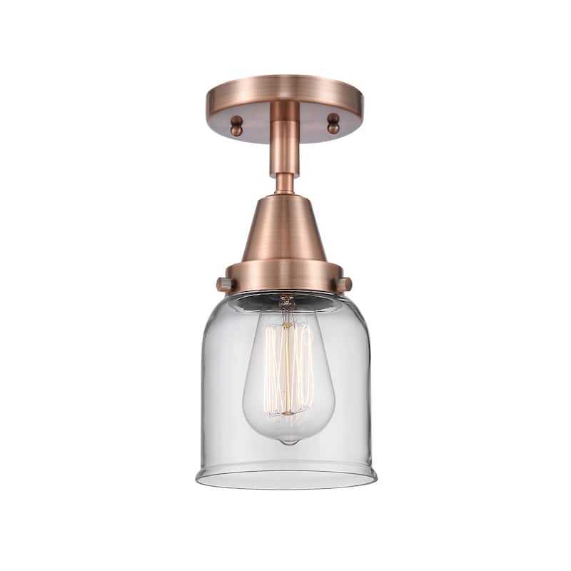 Innovations Lighting Caden Bell - 1 Light 5" Flush Mount - Clear/Antique Copper