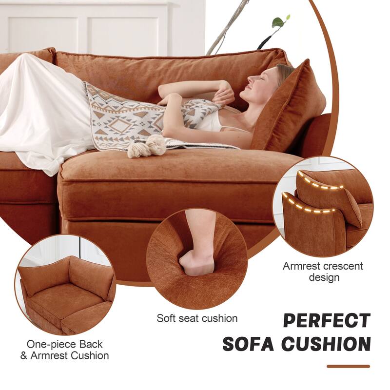 GDFStudio - Chenille U-Shaped 4-Seater 146.4" Modular Sofa with 2 Ottomans and Storage Drawers