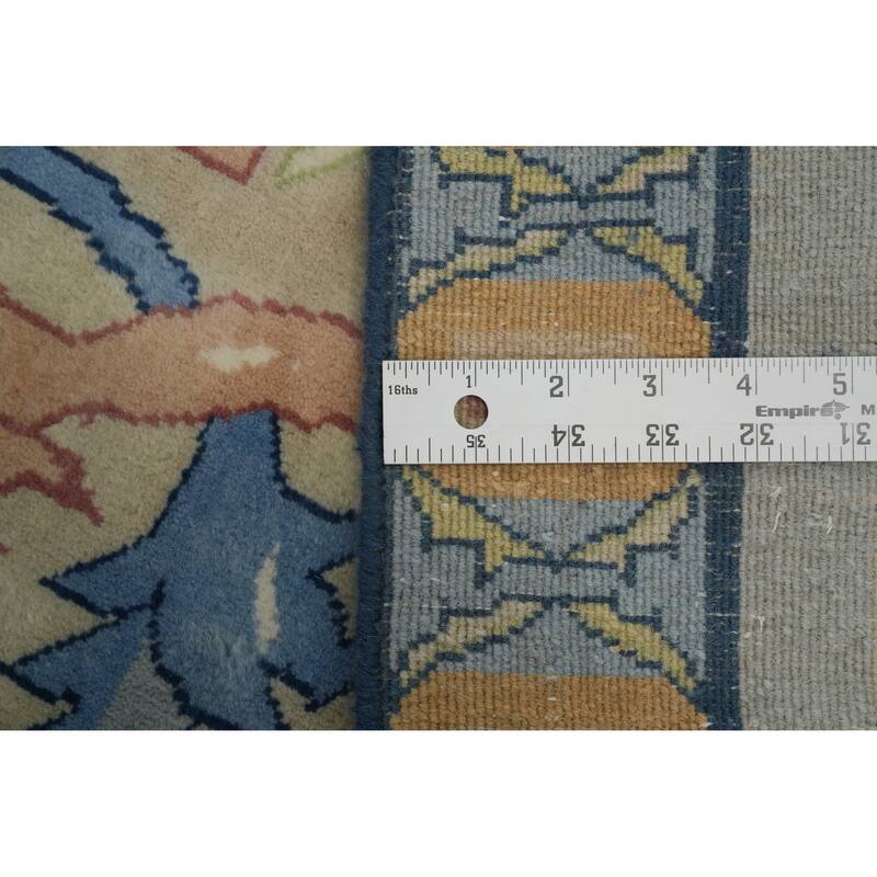 Hand-knotted Traditional Wool Beige Geometric Oriental Area Rug - 11' 9'' X 8' 9''