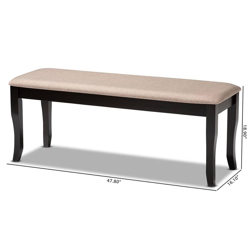 Cornelie Modern and Contemporary Transitional Fabric Upholstered and Dark Brown Finished Wood Dining Bench
