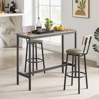 EMMA+OLIVER Three Piece Patio Table Set With Square Metal Frame Table