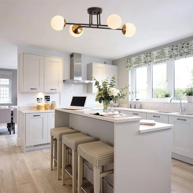 Modern Sputnik Glass Style Semi Flush Mount Lighting Fixture