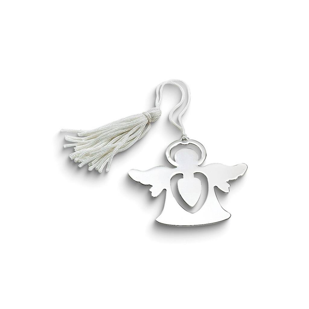 Curata Nickel-Plated Non-Tarnish Standing Angel White Tassel Bookmark