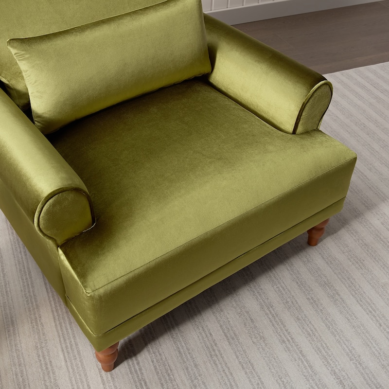 Accent chair, Elegant Circular Armrests, Ergonomic Lumbar Support, Vintage Roman Column Legs, for Living room,Bedroom