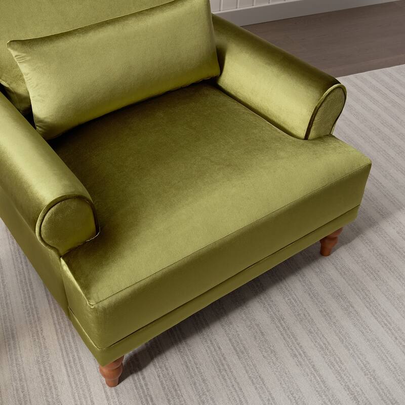 Circular Arm Chairs Living Room Accent Chair Lounge Chair with Roman Column Legs