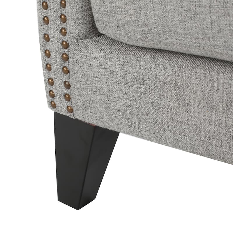 Roomfitters Tufted Wingback Accent Chair, Upholstered Armchair with Nailhead Trim and Solid Wood Legs