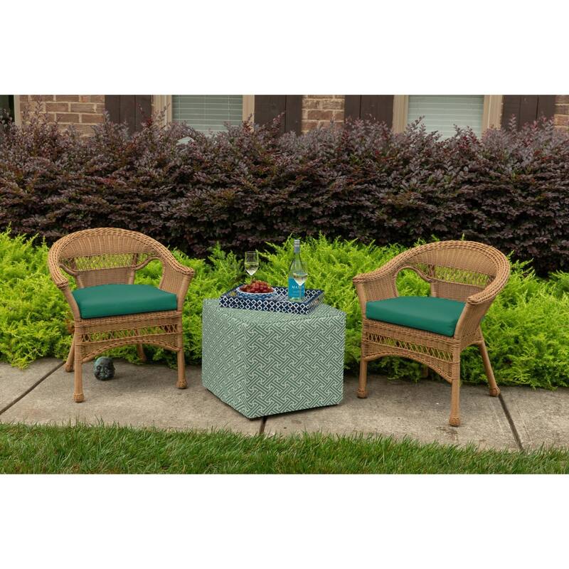 Sunbrella Solid Fabric 1-Piece Indoor/Outdoor Wicker Seat Pad Cushion, 19.5"W x 19.5"L