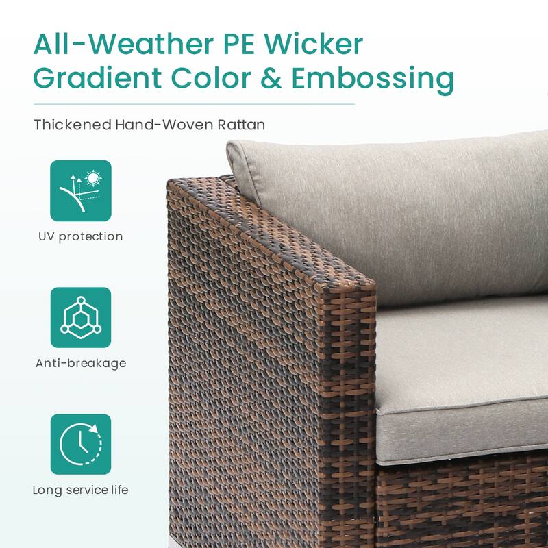 COSIEST Outdoor Patio Brown Wicker Sectional Sofa Set