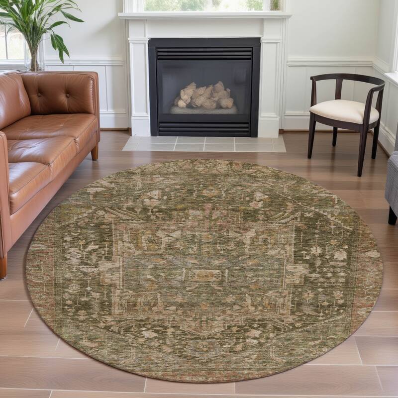 Premium Washable Super Soft Vintage Traditional Mayfield Rug - Fern - 8' x 8'