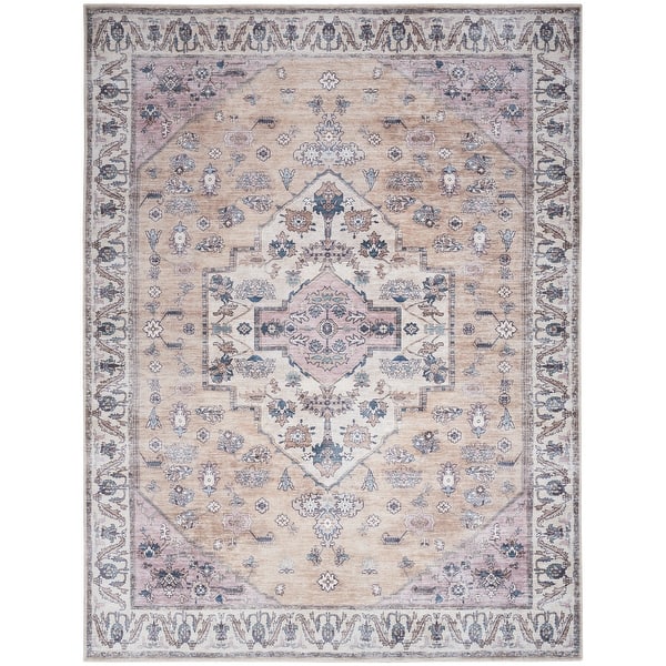 slide 2 of 66, Washable Brilliance Persian Indoor Kitchen & Area Rug 5' 3" x 7' 3" - Beige/Multicolor - Rectangle