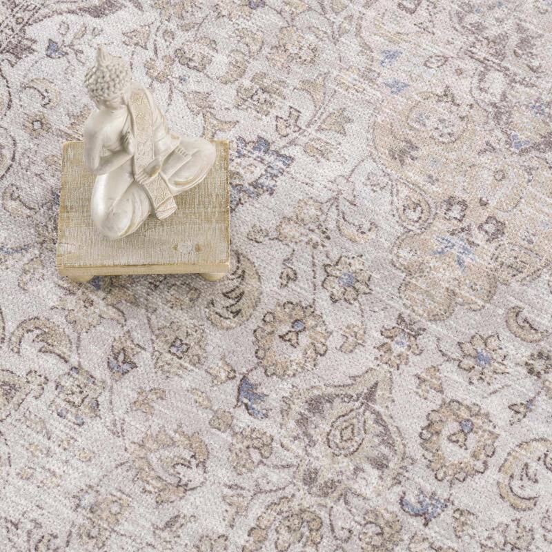 Hauteloom Ariana Living Room, Bedroom Machine Washable Area Rug - Pearl, Dark Brown, Brown - 5' x 7'6"
