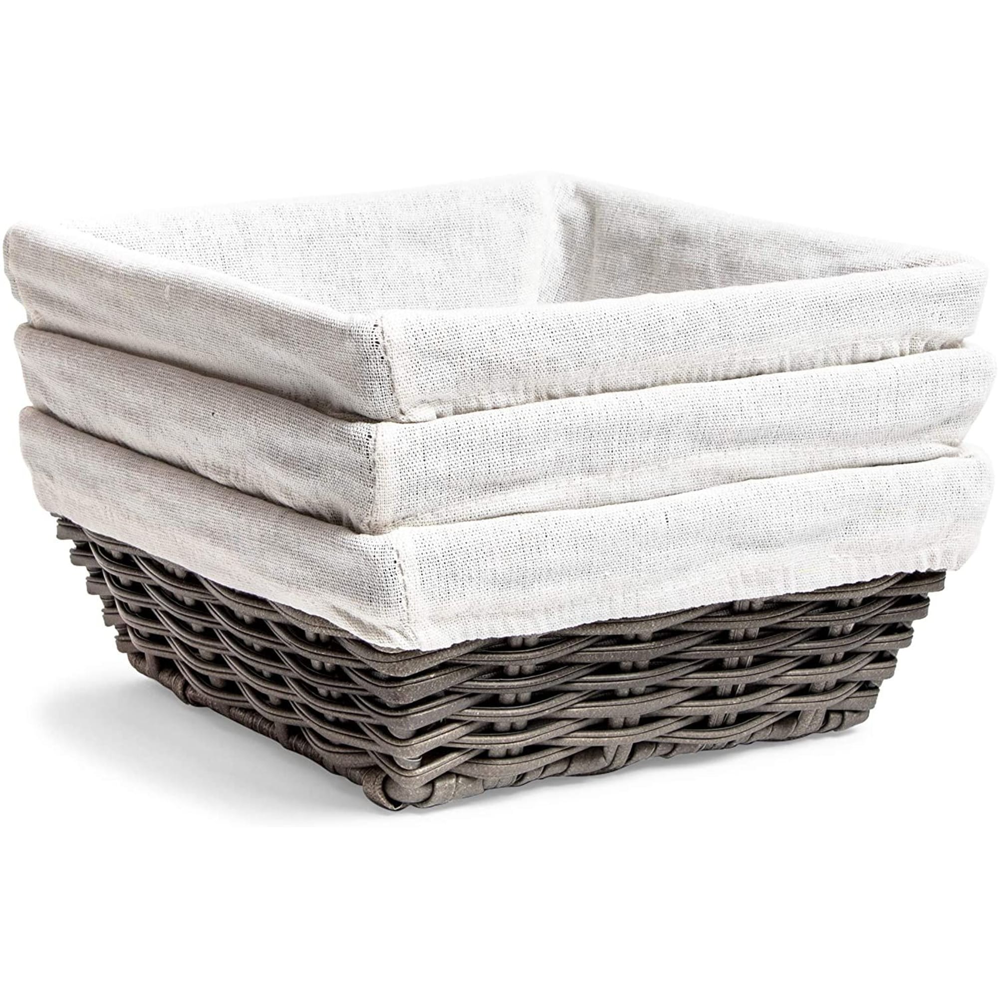 Farmlyn Creek Square Wicker Storage Baskets with Liners 9 x 9 x