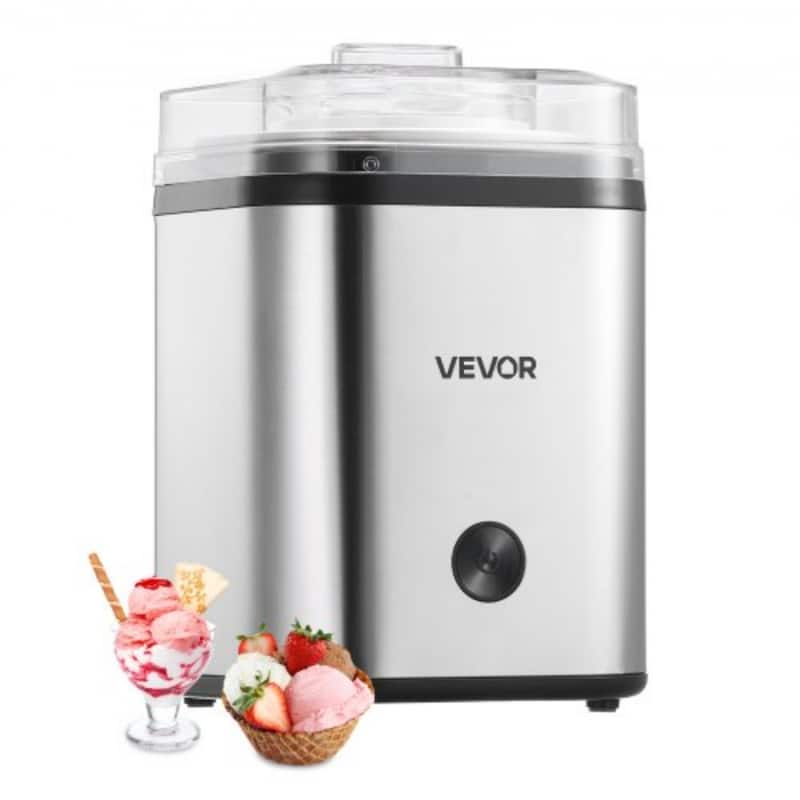 Automatic Ice Cream Maker, 2.11 Qt, Easy Operation & Cleaning - 8.66 x 8.66 x 13.07 in - Silver
