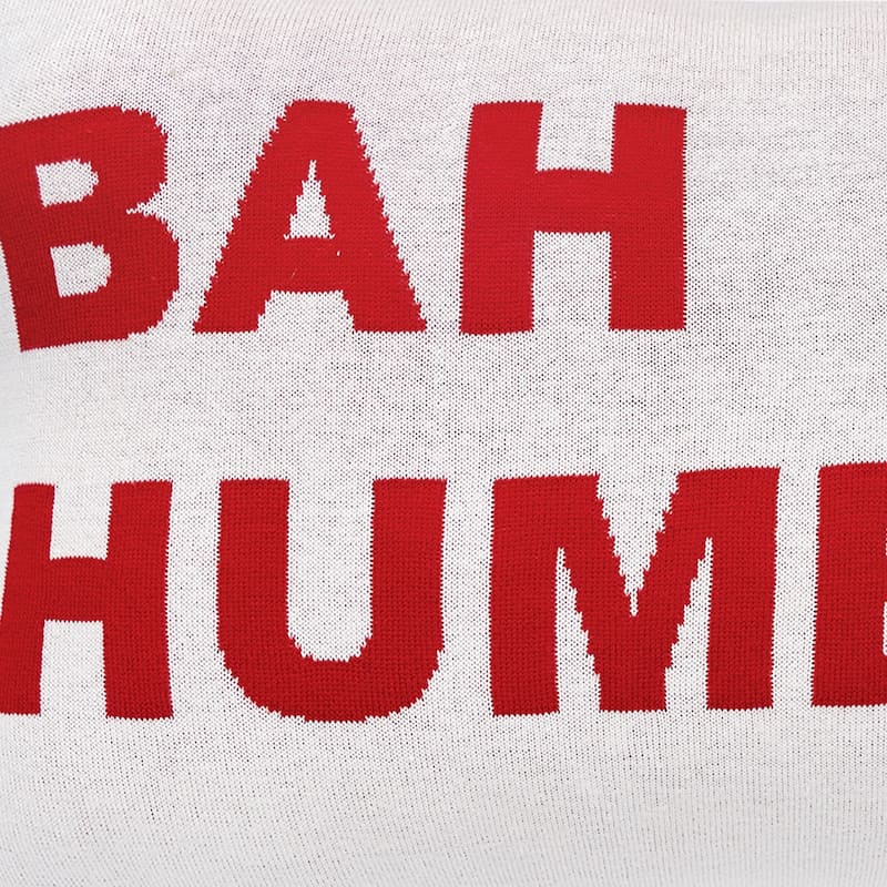 Bah Humbug 14" x 22" Knitted Throw Pillow