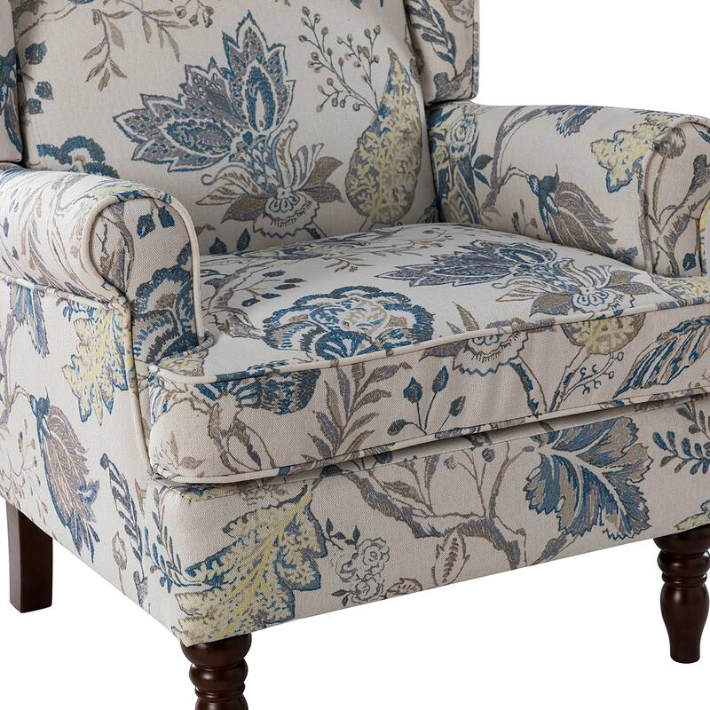 Epimethis Traditional Wingback Armchair with Foam-filled Seat and Turned Legs Set of 2 by HULALA HOME