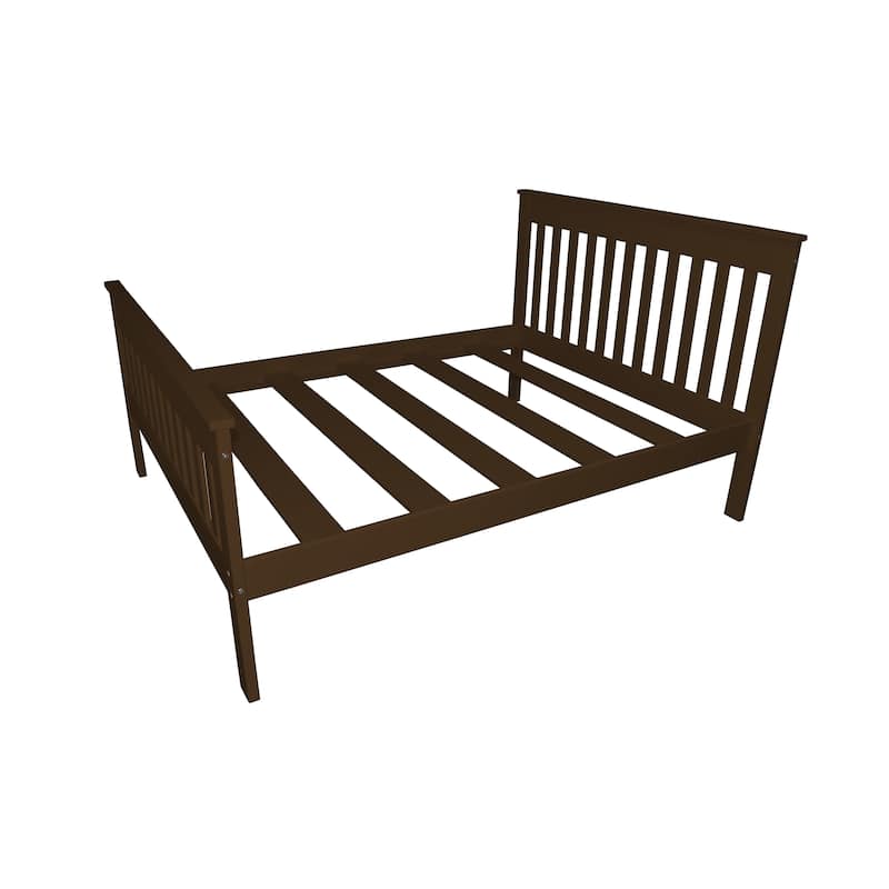 Harmony Solid Pine Queen Bed - Coffee - Queen