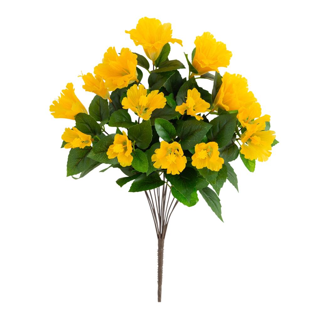 19-in UV Resistant Artificial Hibiscus Bush - Set of 3