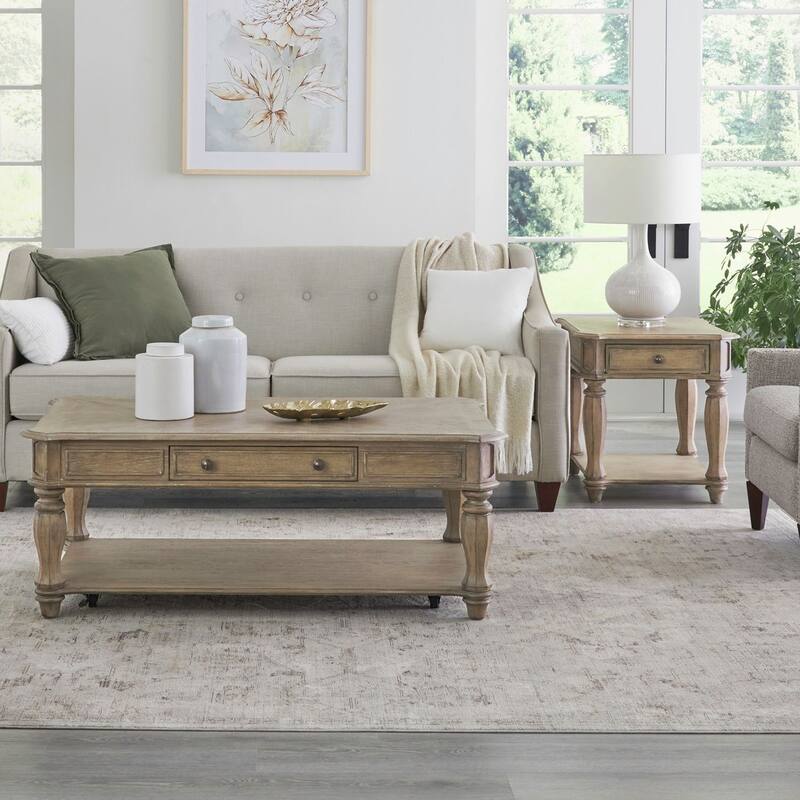 Magnolia Manor Weathered Bisque Alternate 3 Piece Cocktail Table Set - Weathered Bisque