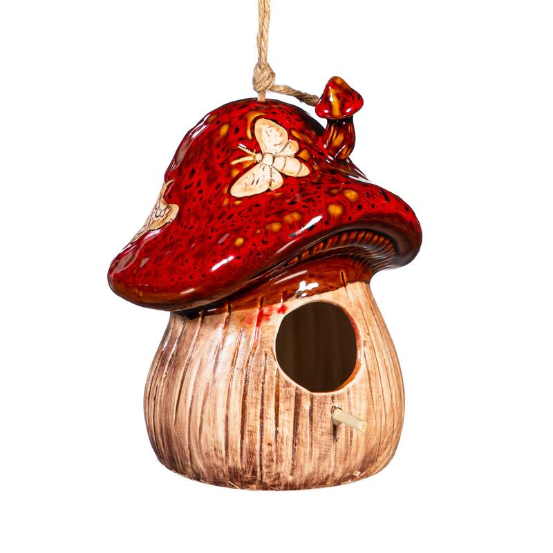 Ceramic Fantasy Mushroom Hanging Bird House