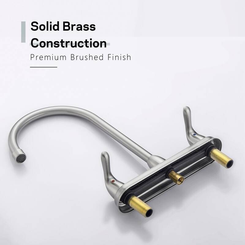 Kitchen Sink Faucet with Side Sprayer High Arch Two Handles Brushed Nickel Kitchen Faucet