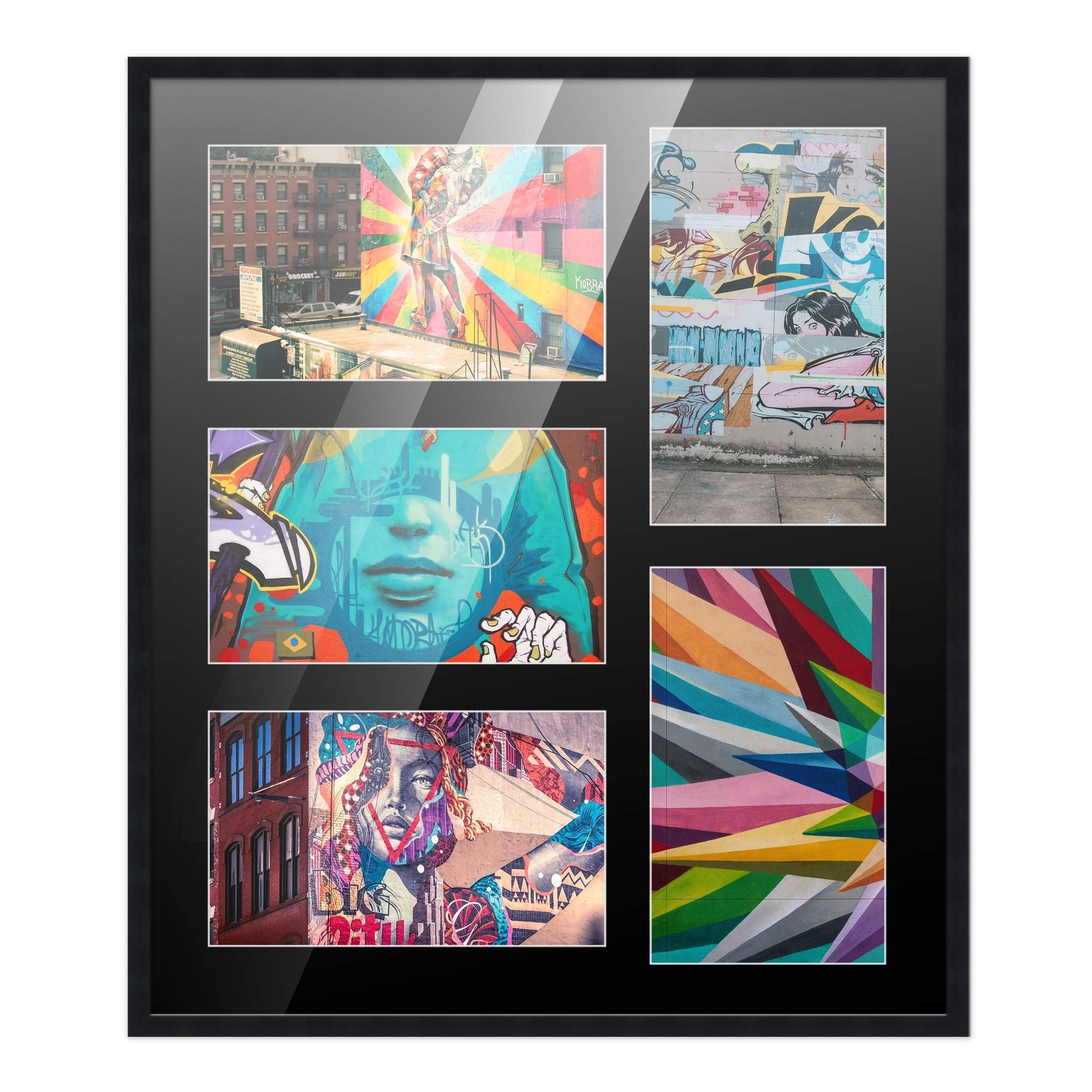 Black Finish Collage Frame - Black Mat, 20 Frame Sizes to Choose From