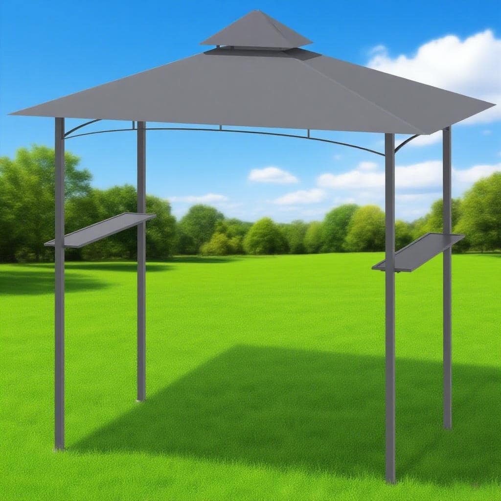 GDFStudio - 8 x 5 ft Outdoor Grill Gazebo with Double Canopy & Storage