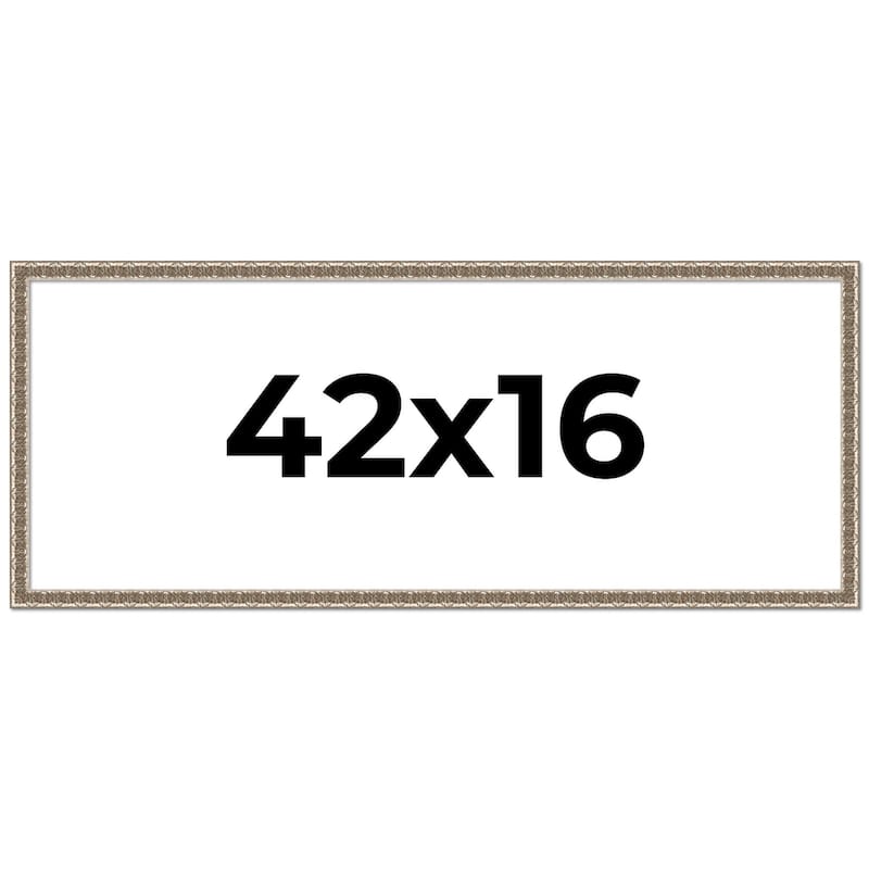 42x16 Frame Silver Versailles Ornate Solid Wood Picture Frame | 1 Inch