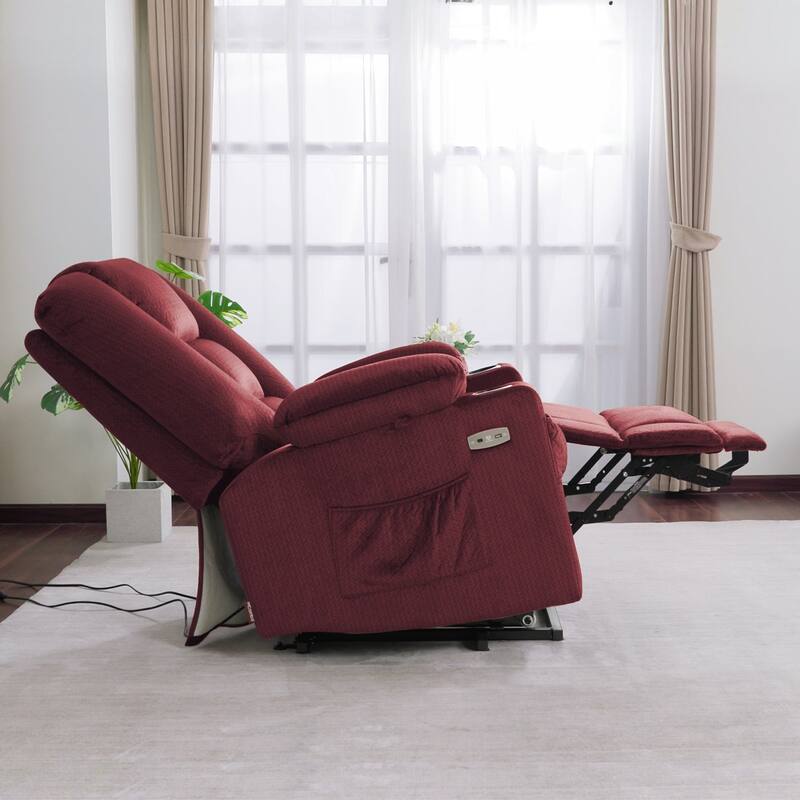 MCombo Large Electric Power Lift Recliner Chair with Massage and Heat for Elderly, Fabric 7549