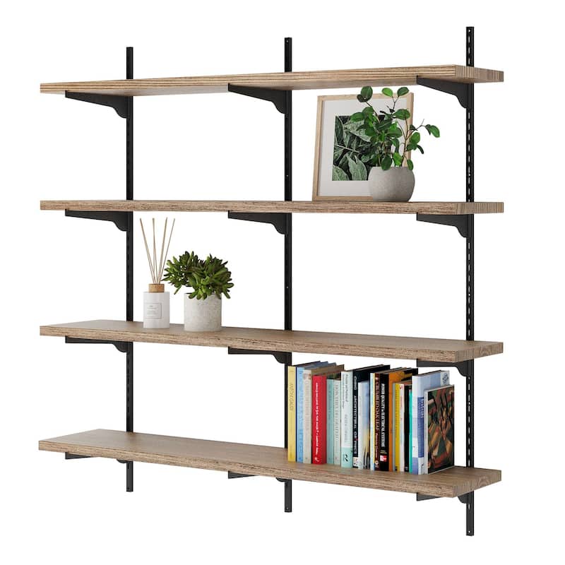 Wallniture Turin 36" Floating Bookshelves with Adjustable Brackets, Hanging Shelves, Living Room Decor 2,3 or 4 Tier Options