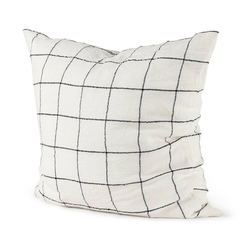 Suzanne White & Black Square Pattern Decorative Pillow Cover - 22"W x 22"H