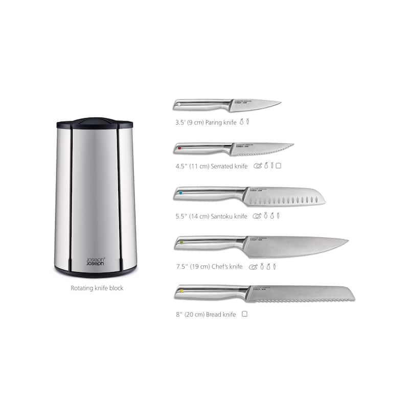 Joseph Joseph Elevate Steel 5-piece Knife Set with Carousel - Stainless-steel