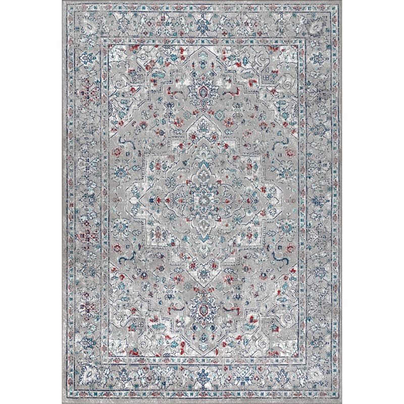 JONATHAN Y Traditional Persian Vintage Medallion Area Rug - 4 X 6 - Light Grey/ Multi