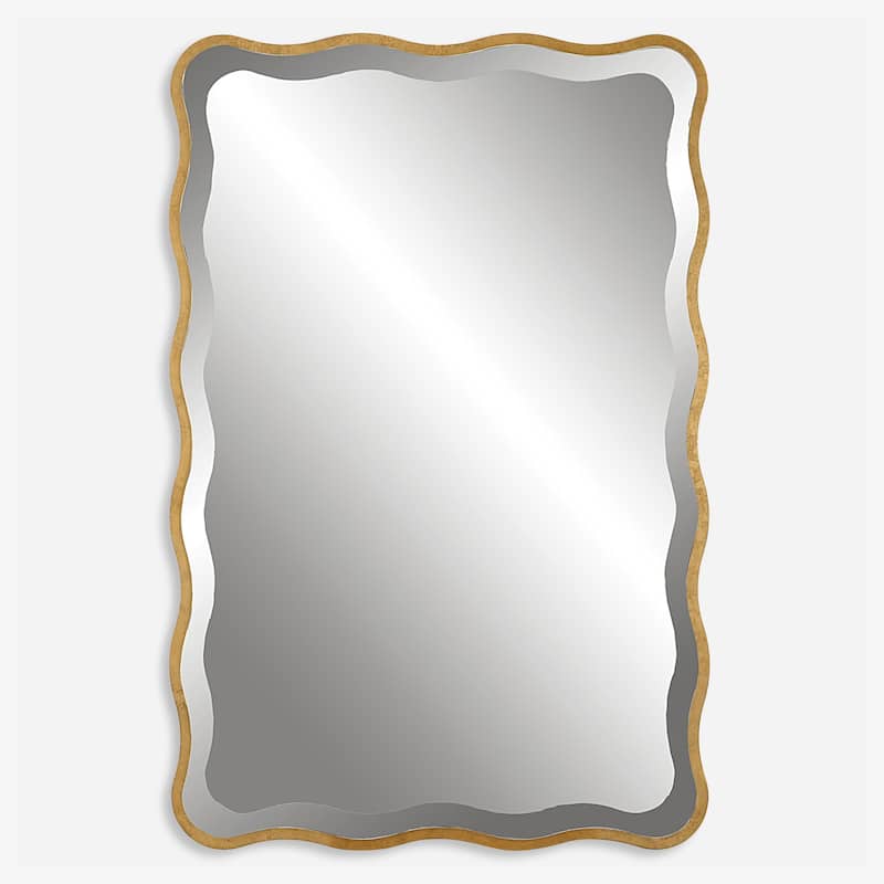 Scalloped Frame Beveled Wall Mirror - 36" - Gold