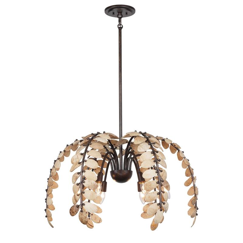 Grecian 6-Light Chandelier in Champagne Mist with Coconut Shell
