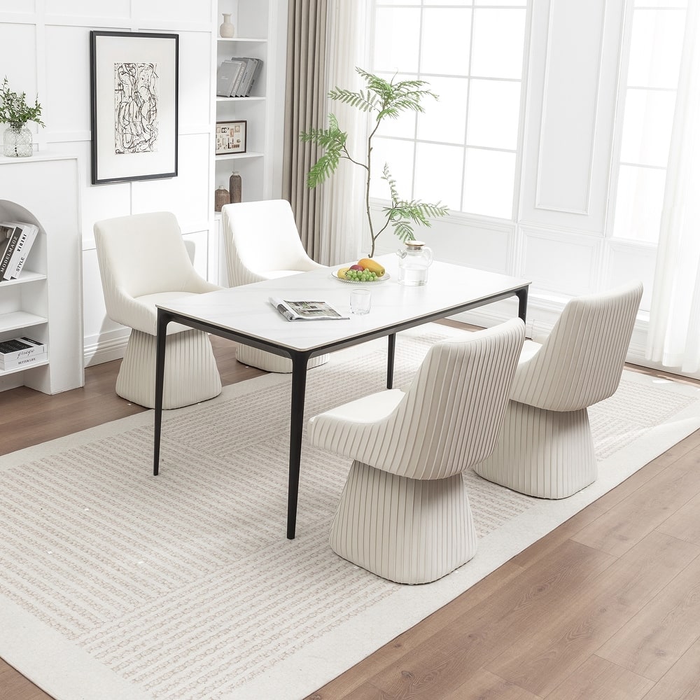 SEYNAR Modern Velvet 360 Degree Swivel Armless Dining chair Set of 4