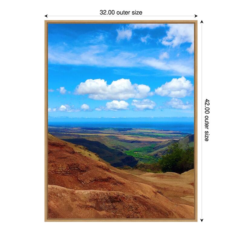 Waimea View by Nicole Dell Framed Canvas Wall Art Print - Plastic - 32 x 42 in - Brown