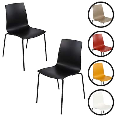Furnish Theory Aero-S Pro Indoor/Outdoor Stackable Dining Side Chairs Polypropylene Shell & Powder-Coated Steel Legs (Set of 2)