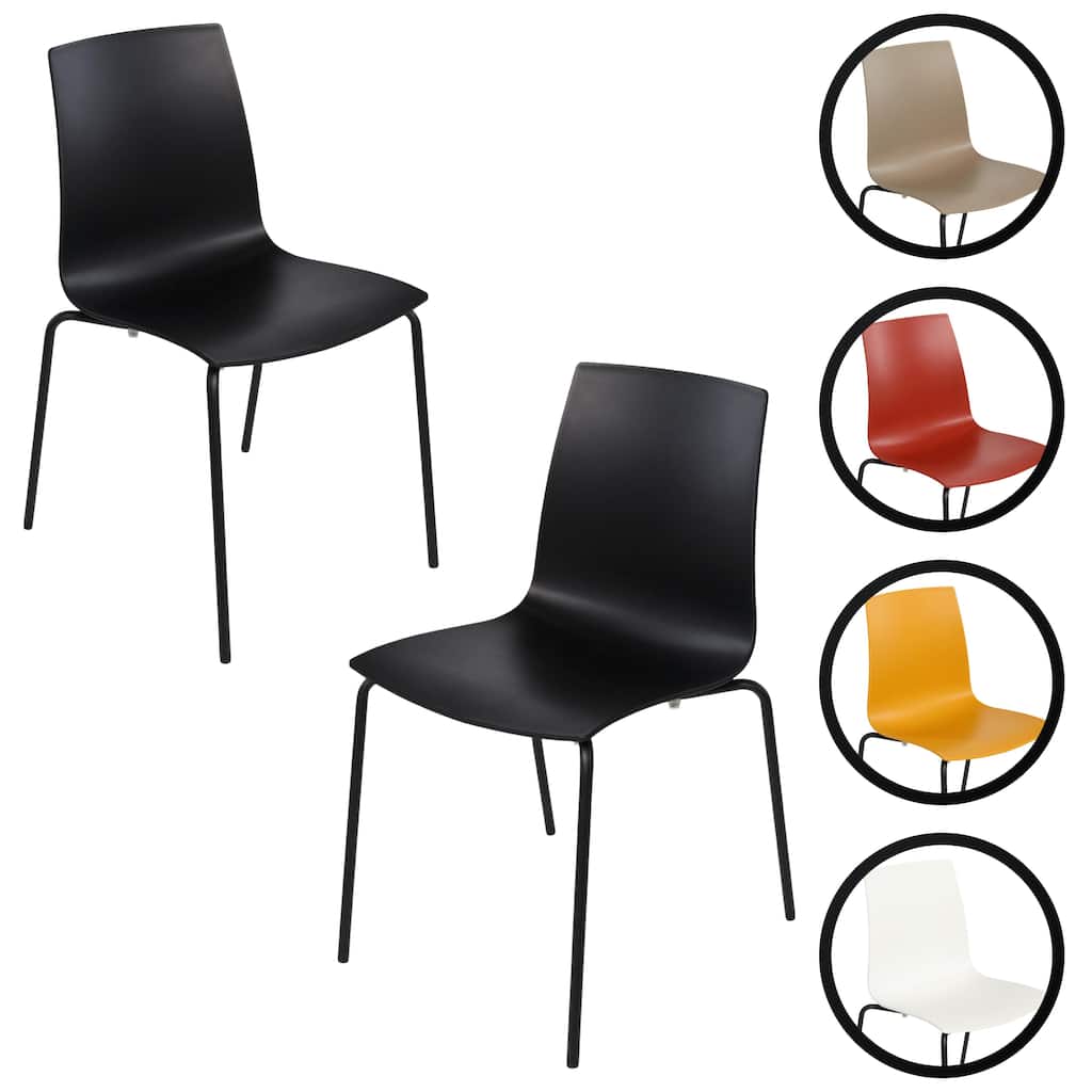 Furnish Theory Aero-S Pro Indoor/Outdoor Stackable Dining Side Chairs Polypropylene Shell & Powder-Coated Steel Legs (Set of 2)