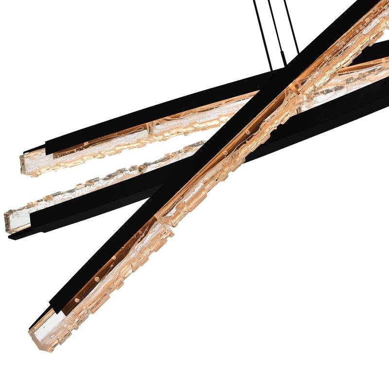 Saber Integrated LED 70in Black Chandelier with Handcrafted Glass