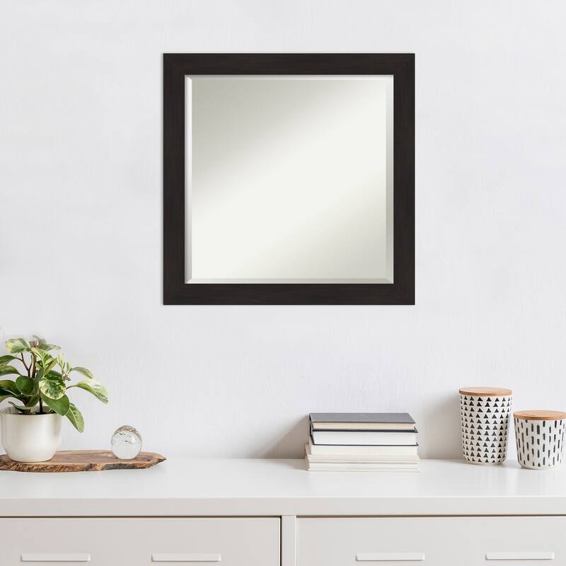 Beveled Wall Mirror - Furniture Espresso Narrow Frame - Furniture Espresso Narrow