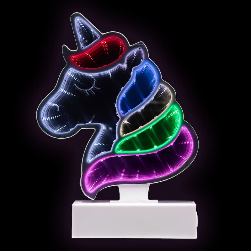 LED Lighted 3D Unicorn Infinity Mirror - 8"