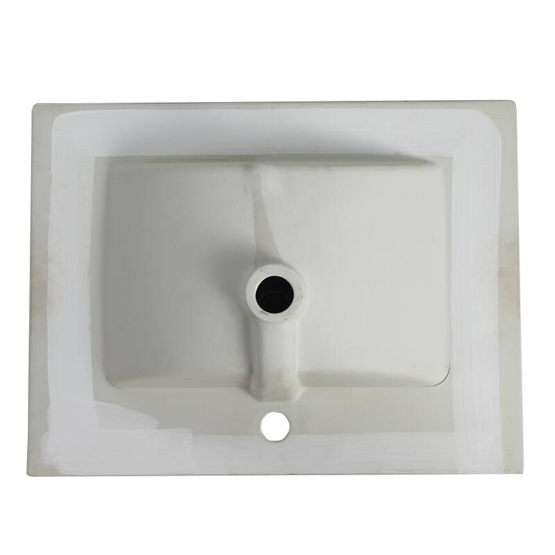 Durable White Ceramic Bathroom Vanity with Two Drawers, Scratch-Resistant Surface - 24in L